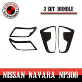 Head Light Tail Light Lamp Cover Black for Nissan Navara NP300 D23 MY 2020-2021